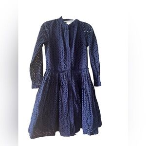 Michael Kors‎ Navy Blue Polka Dot Eyelet Long Sleeve Dress Size 2